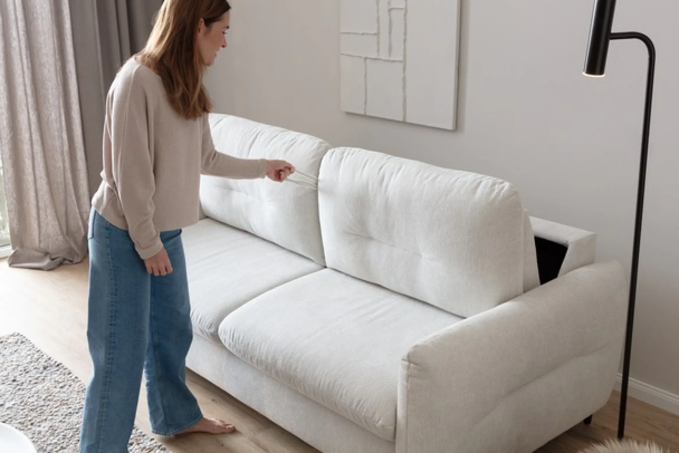 Home affaire 3-Sitzer »Clevina, Dauerschlafsofa mit Kaltschaummatratze, Breite 216 cm« Sofa & Bett in einem – kinderleicht ausklappbar & freistellbar im Raum