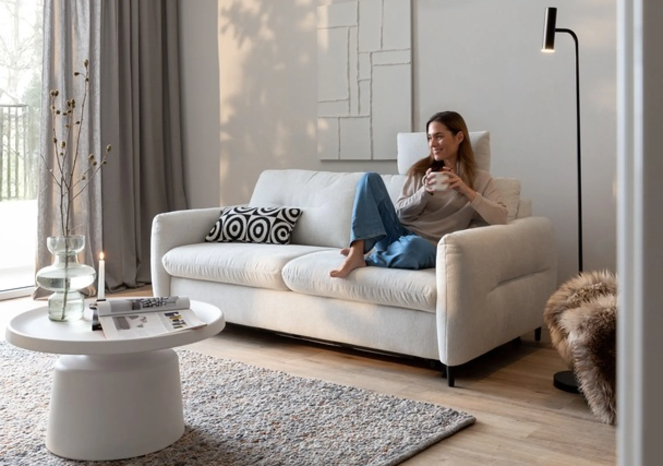 Home affaire 3-Sitzer »Clevina, Dauerschlafsofa mit Kaltschaummatratze, Breite 216 cm« Sofa & Bett in einem – kinderleicht ausklappbar & freistellbar im Raum