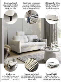 Home affaire 3-Sitzer »Clevina, Dauerschlafsofa mit Kaltschaummatratze, Breite 216 cm« Sofa & Bett in einem – kinderleicht ausklappbar & freistellbar im Raum