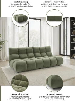 Home affaire 3-Sitzer »Cozy Bubble, mit eleganter Steppung, Breite 220cm« stilvolles Design & hoher Sitzkomfort für dein Zuhause