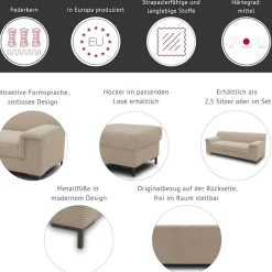 Home affaire 2,5-Sitzer »Jamie zeitlos elegant, klares Design, komfortabel«