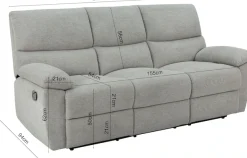 Home affaire 3-Sitzer »LANNOY, manuelle o. elelektrische Relaxfunktion in 2 Sitzen, USB A/C« Liegefunktion (105°-150°), Reclinersofa, Webstoff, Federkern