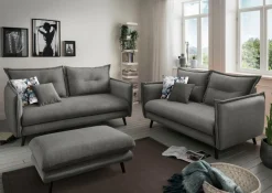 Home affaire 3-Sitzer »Lazio, 183 cm breit, modern und bequem« Velours, inkl. Rücken- und Zierkissen