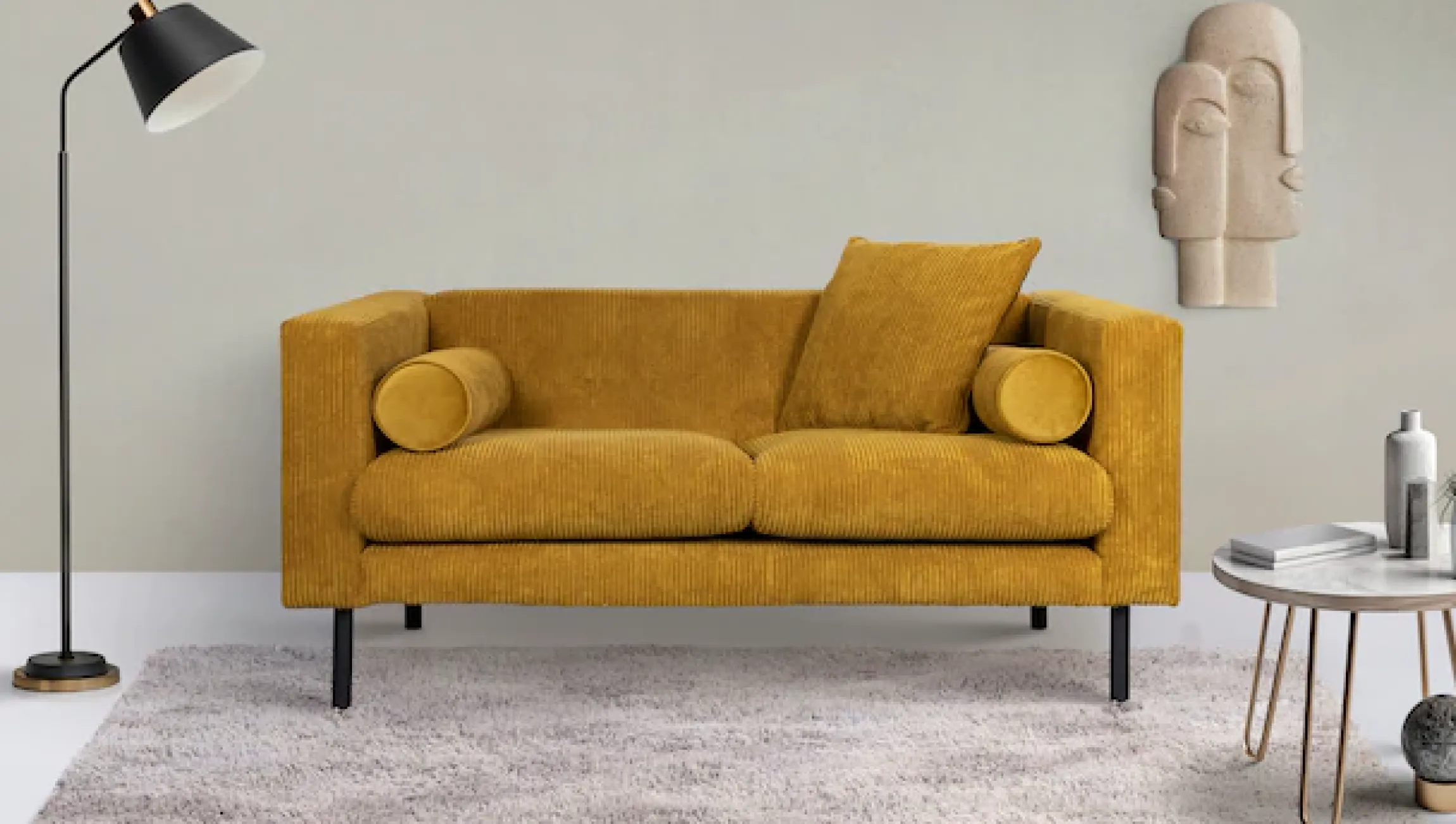 Home affaire 2-Sitzer »Lillibeth Designsofa mit Wellenunterfederung, Maße B/T/H: 155/74/83 cm« Zierkissen als Wendekissen, in Samtoptik oder Cord
