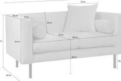 Home affaire 2-Sitzer »Lillibeth Designsofa mit Wellenunterfederung, Maße B/T/H: 155/74/83 cm« Zierkissen als Wendekissen, in Samtoptik oder Cord