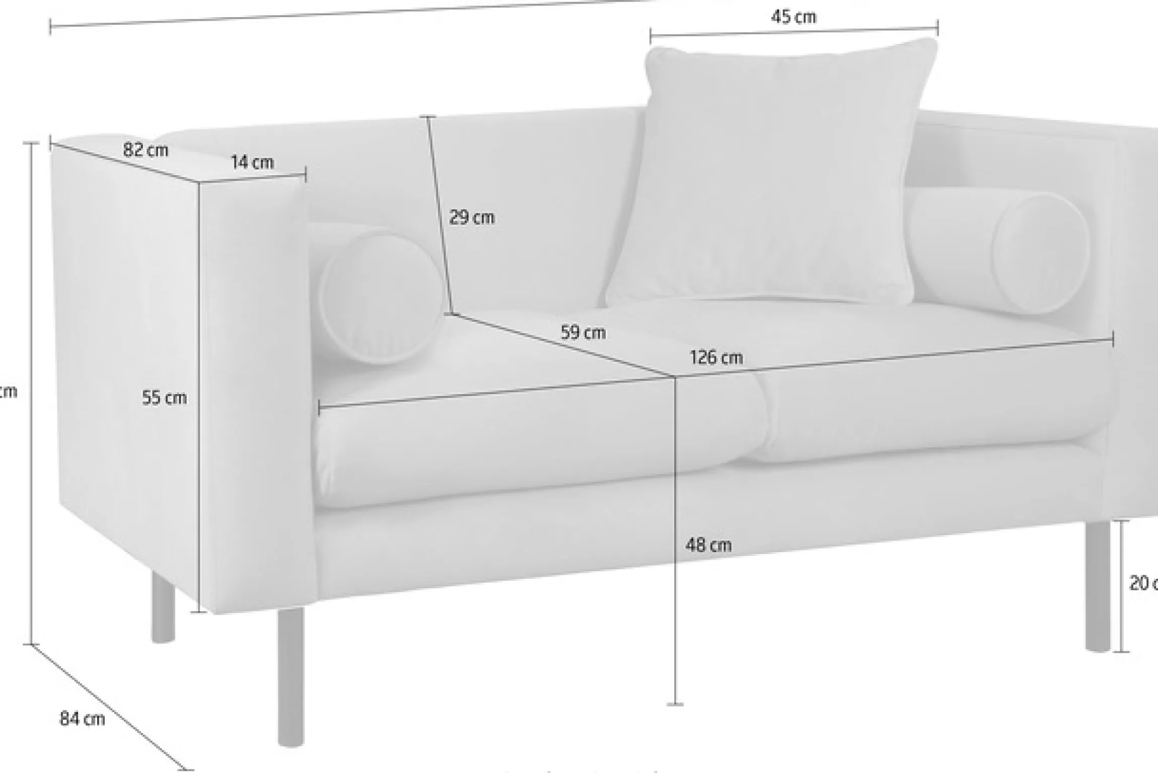 Home affaire 2-Sitzer »Lillibeth Designsofa mit Wellenunterfederung, Maße B/T/H: 155/74/83 cm« Zierkissen als Wendekissen, in Samtoptik oder Cord