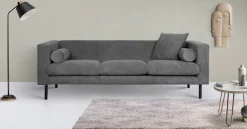 Home affaire 3-Sitzer »Lillibeth Designsofa mit Wellenunterfederung, Maße B/T/H: 218/74/83 cm« Zierkissen als Wendekissen, Bezug Samtoptik oder Cord