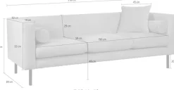 Home affaire 3-Sitzer »Lillibeth Designsofa mit Wellenunterfederung, Maße B/T/H: 218/74/83 cm« Zierkissen als Wendekissen, Bezug Samtoptik oder Cord