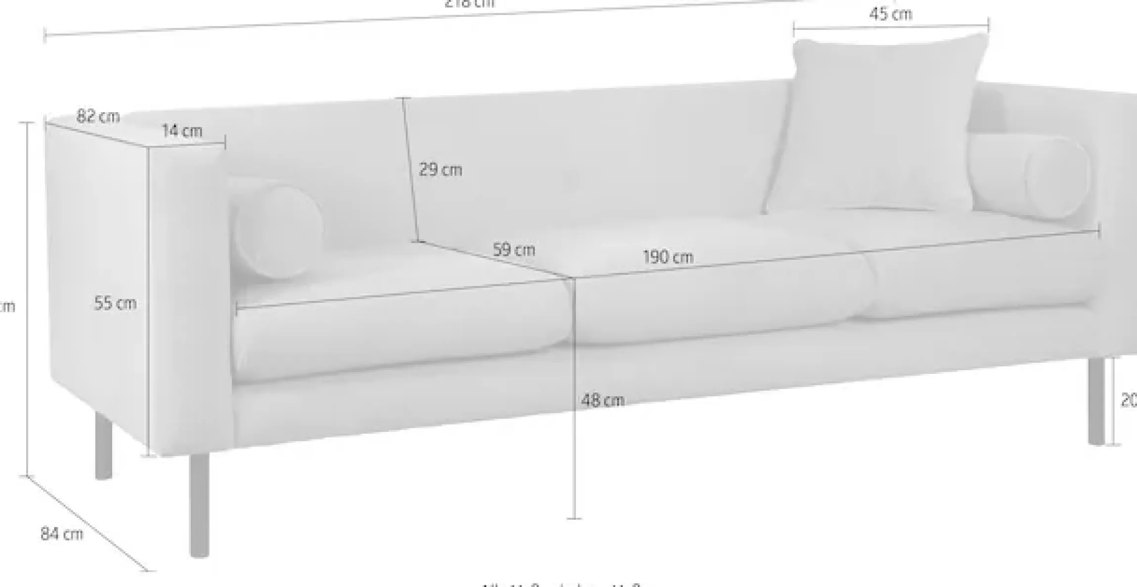 Home affaire 3-Sitzer »Lillibeth Designsofa mit Wellenunterfederung, Maße B/T/H: 218/74/83 cm« Zierkissen als Wendekissen, Bezug Samtoptik oder Cord