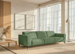 Home affaire 3-Sitzer »Lorcan 257 cm, weiches Sitzgefühl« mit schwarzen Metallfüßen, Lederoptik und in weichem Strukturstoff