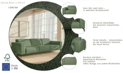 Home affaire 3-Sitzer »Lorcan 257 cm, weiches Sitzgefühl« mit schwarzen Metallfüßen, Lederoptik und in weichem Strukturstoff