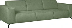 Home affaire 3-Sitzer »Lorcan 257 cm, weiches Sitzgefühl« mit schwarzen Metallfüßen, Lederoptik und in weichem Strukturstoff