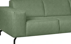 Home affaire 3-Sitzer »Lorcan 257 cm, weiches Sitzgefühl« mit schwarzen Metallfüßen, Lederoptik und in weichem Strukturstoff
