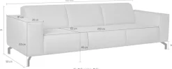 Home affaire 3-Sitzer »Lorcan 257 cm, weiches Sitzgefühl« mit schwarzen Metallfüßen, Lederoptik und in weichem Strukturstoff