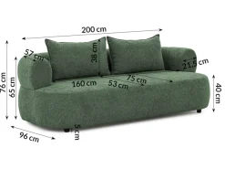 Home affaire 3-Sitzer »LUSSAC 3-Sitzer Design-Sofa mit Zierkissen, Maße B/T/H: 202/123/78 cm« hoher Sitzkomfort und modernes Design, Sofa ohne Bettfunktion