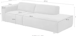 Home affaire 2-Sitzer »Noord mit Kedernaht, Breite 227 cm« Cord, Struktur, Webstoff, mit Wellenunterfederung, Massivholzrahmen