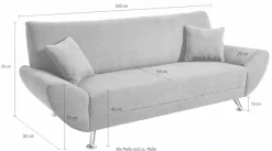 Home affaire 3-Sitzer »Saltare elegant & komfortabel, toller Designfuß, bequem, Breite 205cm«
