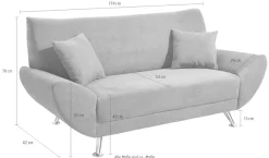 Home affaire 2-Sitzer »Saltare, elegant & komfortabel, toller Designfuß, Breite 174cm, bequem« bequeme Armlehnen