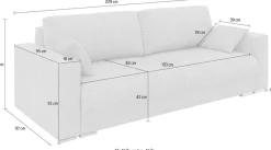 Home affaire 3-Sitzer »Stevinson Schlafsofa mit Bettkasten, Maße B/H/T: 229/87/97 cm« mit Wellenunterfederung, 2 Rückenkissen und 2 Zierkissen