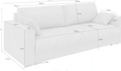 Home affaire 3-Sitzer »Stevinson Schlafsofa mit Bettkasten, Maße B/H/T: 229/87/97 cm« mit Wellenunterfederung, 2 Rückenkissen und 2 Zierkissen