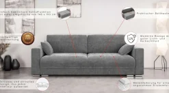 Home affaire 3-Sitzer »Stevinson Schlafsofa mit Bettkasten, Maße B/H/T: 229/87/97 cm« mit Wellenunterfederung, 2 Rückenkissen und 2 Zierkissen