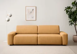 Home affaire 3-Sitzer »TORGE (257cm), Sofa,Schlafsofa in Cord, Samtvelours, Struktur fein« rundes Design, Schlaffunktion u. Bettkasten, Liegefläche: 135/200 cm