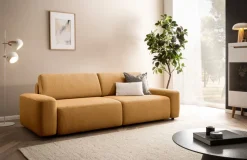 Home affaire 3-Sitzer »TORGE (257cm), Sofa,Schlafsofa in Cord, Samtvelours, Struktur fein« rundes Design, Schlaffunktion u. Bettkasten, Liegefläche: 135/200 cm