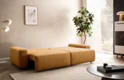 Home affaire 3-Sitzer »TORGE (257cm), Sofa,Schlafsofa in Cord, Samtvelours, Struktur fein« rundes Design, Schlaffunktion u. Bettkasten, Liegefläche: 135/200 cm