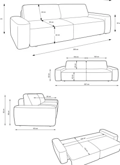 Home affaire 3-Sitzer »TORGE (257cm), Sofa,Schlafsofa in Cord, Samtvelours, Struktur fein« rundes Design, Schlaffunktion u. Bettkasten, Liegefläche: 135/200 cm