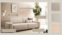 Home affaire 3-Sitzer »TORGE (257cm), Sofa,Schlafsofa in Cord, Samtvelours, Struktur fein« rundes Design, Schlaffunktion u. Bettkasten, Liegefläche: 135/200 cm