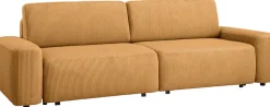 Home affaire 3-Sitzer »TORGE (257cm), Sofa,Schlafsofa in Cord, Samtvelours, Struktur fein« rundes Design, Schlaffunktion u. Bettkasten, Liegefläche: 135/200 cm