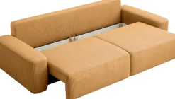 Home affaire 3-Sitzer »TORGE (257cm), Sofa,Schlafsofa in Cord, Samtvelours, Struktur fein« rundes Design, Schlaffunktion u. Bettkasten, Liegefläche: 135/200 cm