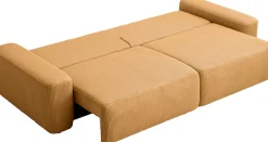 Home affaire 3-Sitzer »TORGE (257cm), Sofa,Schlafsofa in Cord, Samtvelours, Struktur fein« rundes Design, Schlaffunktion u. Bettkasten, Liegefläche: 135/200 cm