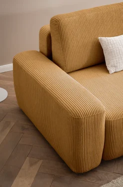 Home affaire 3-Sitzer »TORGE (257cm), Sofa,Schlafsofa in Cord, Samtvelours, Struktur fein« rundes Design, Schlaffunktion u. Bettkasten, Liegefläche: 135/200 cm
