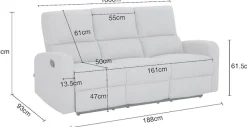 Home affaire 3-Sitzer »TOURNAY manuelle Relaxfunktion, Liegefunktion (105°-135°) , Webstoff« Reclinerfunktion in 2 Sitzen (links u. rechts)