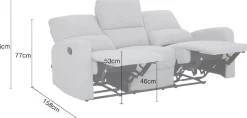 Home affaire 3-Sitzer »TOURNAY manuelle Relaxfunktion, Liegefunktion (105°-135°) , Webstoff« Reclinerfunktion in 2 Sitzen (links u. rechts)