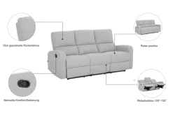 Home affaire 3-Sitzer »TOURNAY manuelle Relaxfunktion, Liegefunktion (105°-135°) , Webstoff« Reclinerfunktion in 2 Sitzen (links u. rechts)