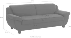 Home affaire 3-Sitzer »Yesterday Couch, B/T: 207/91 cm, belastbar bis 140kg/ Sitz« Microfaser, natur
