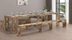 Home affaire Sitzgruppe »Praktika« Spar-Set, Set beinhaltet 2 Bänke, 2 Stk. tlg. Je Bank ausziehbar bis 290 cm