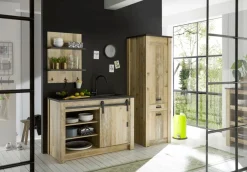 Home affaire Spülenschrank »Sherwood« mit Scheunentorbeschlag aus Metall, Breite der Arbeitsplatte 133 cm