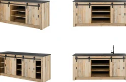Home affaire Spülenschrank »Sherwood« Breite 201 cm, mit Scheunentorbeschlag aus Metall
