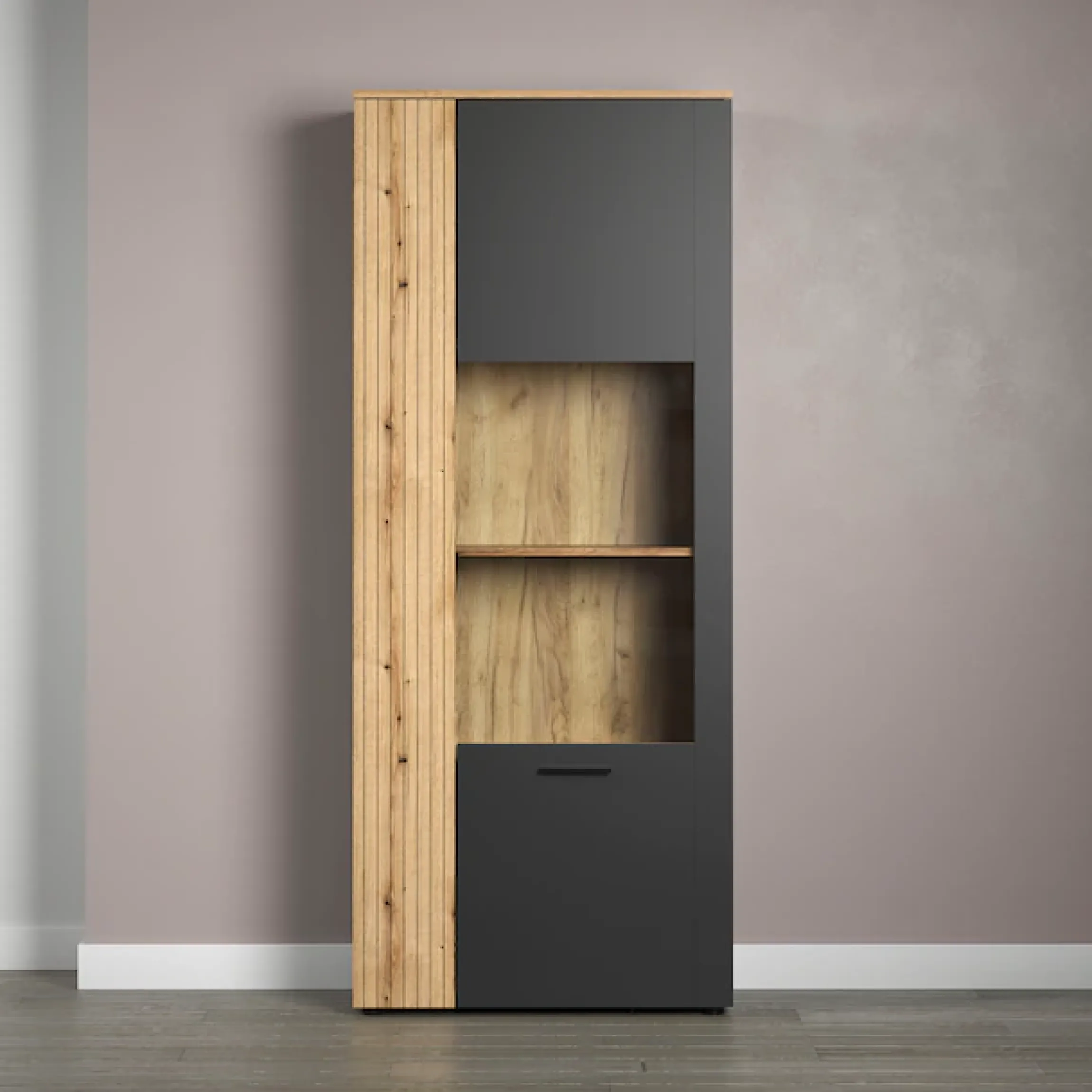 Home affaire Standvitrine »Estepona« 1 Stk. tlg. Standvitrine mit 2 Türen - (B/T/H) 80/42/195 cm