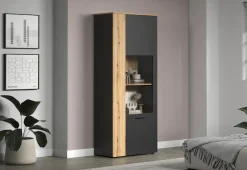Home affaire Standvitrine »Estepona« 1 Stk. tlg. Standvitrine mit 2 Türen - (B/T/H) 80/42/195 cm