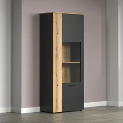 Home affaire Standvitrine »Estepona« 1 Stk. tlg. Standvitrine mit 2 Türen - (B/T/H) 80/42/195 cm