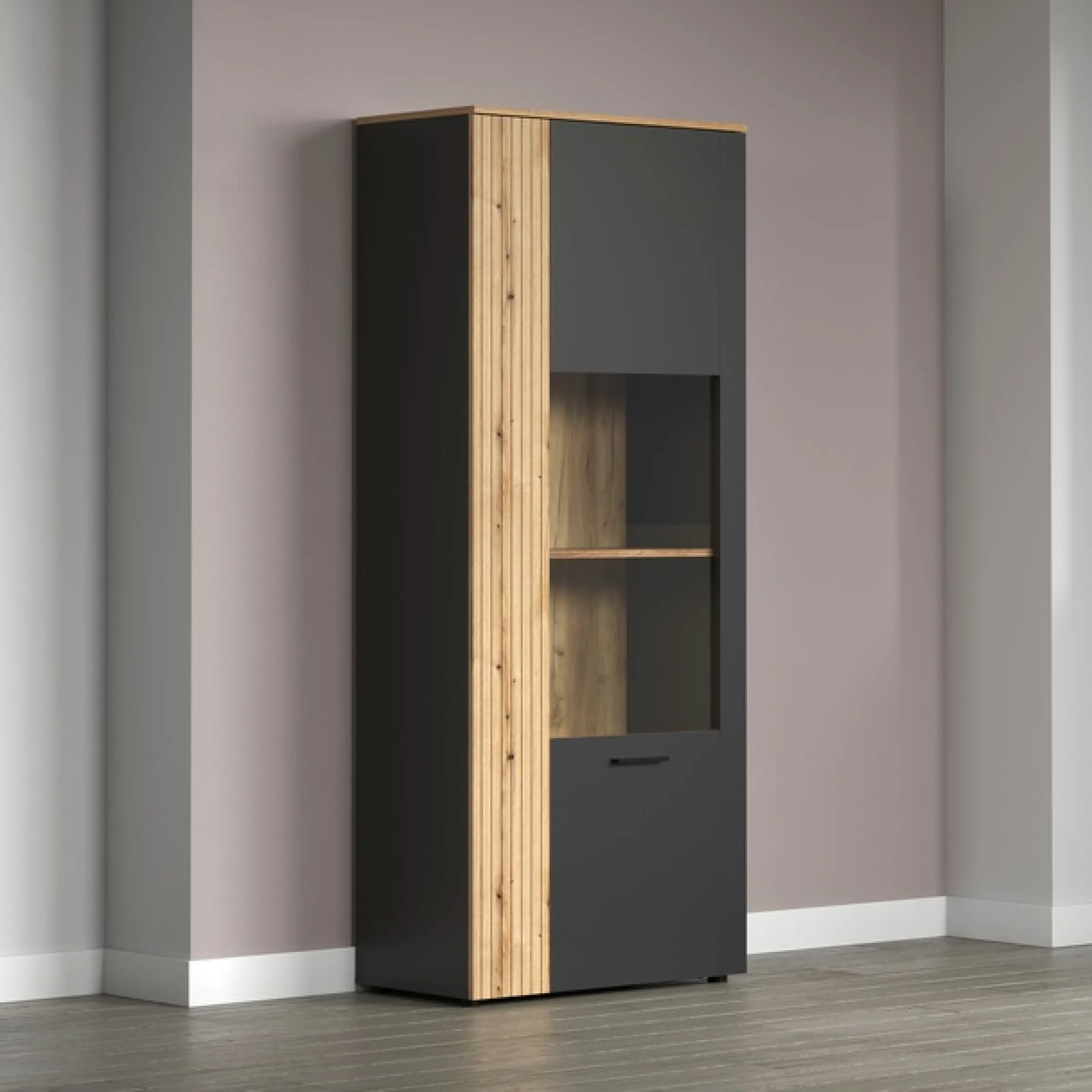 Home affaire Standvitrine »Estepona« 1 Stk. tlg. Standvitrine mit 2 Türen - (B/T/H) 80/42/195 cm