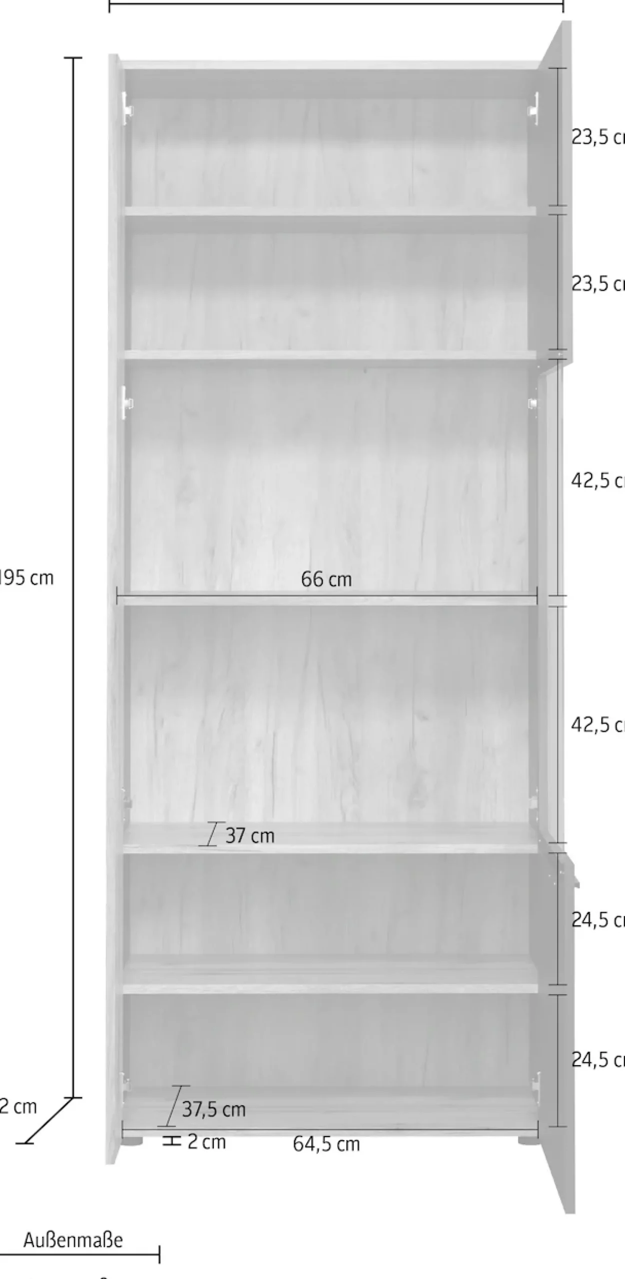 Home affaire Standvitrine »Estepona« 1 Stk. tlg. Standvitrine mit 2 Türen - (B/T/H) 80/42/195 cm