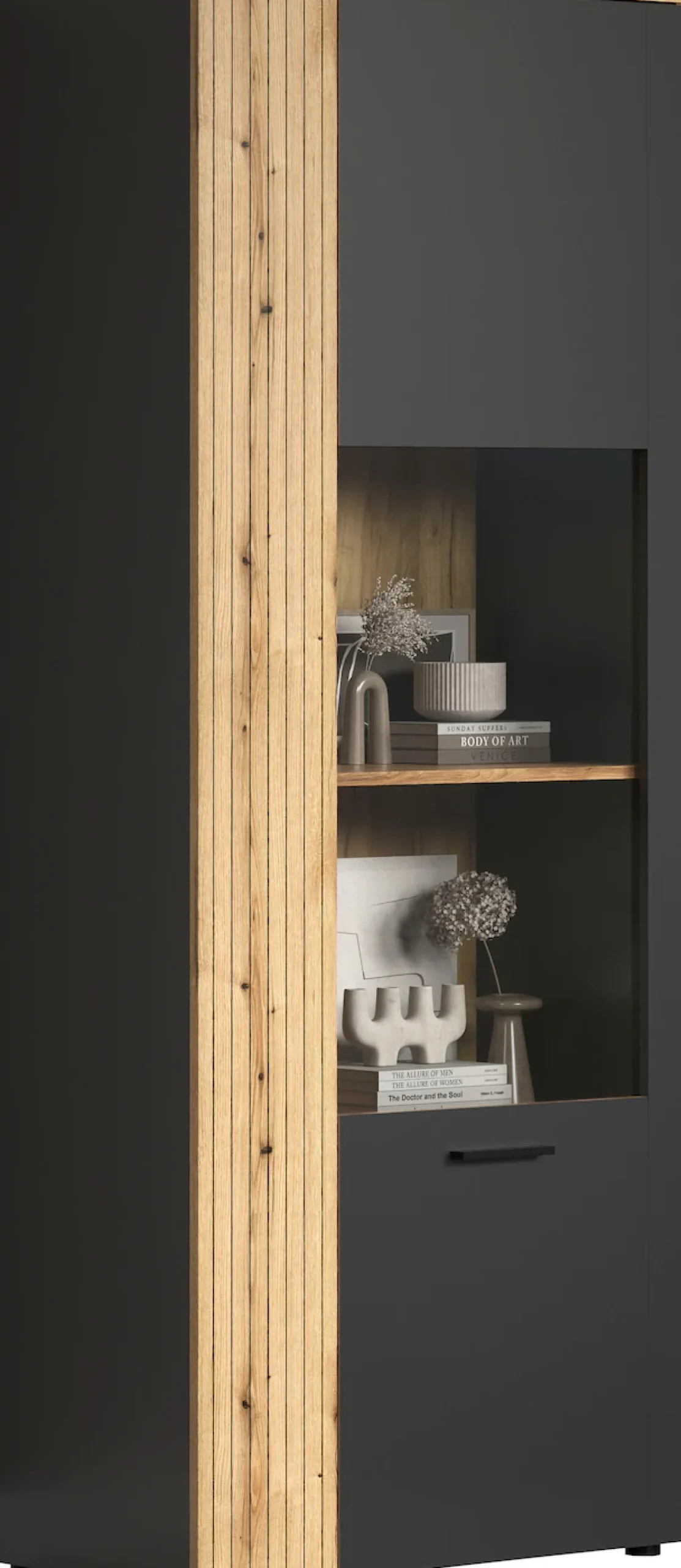 Home affaire Standvitrine »Estepona« 1 Stk. tlg. Standvitrine mit 2 Türen - (B/T/H) 80/42/195 cm