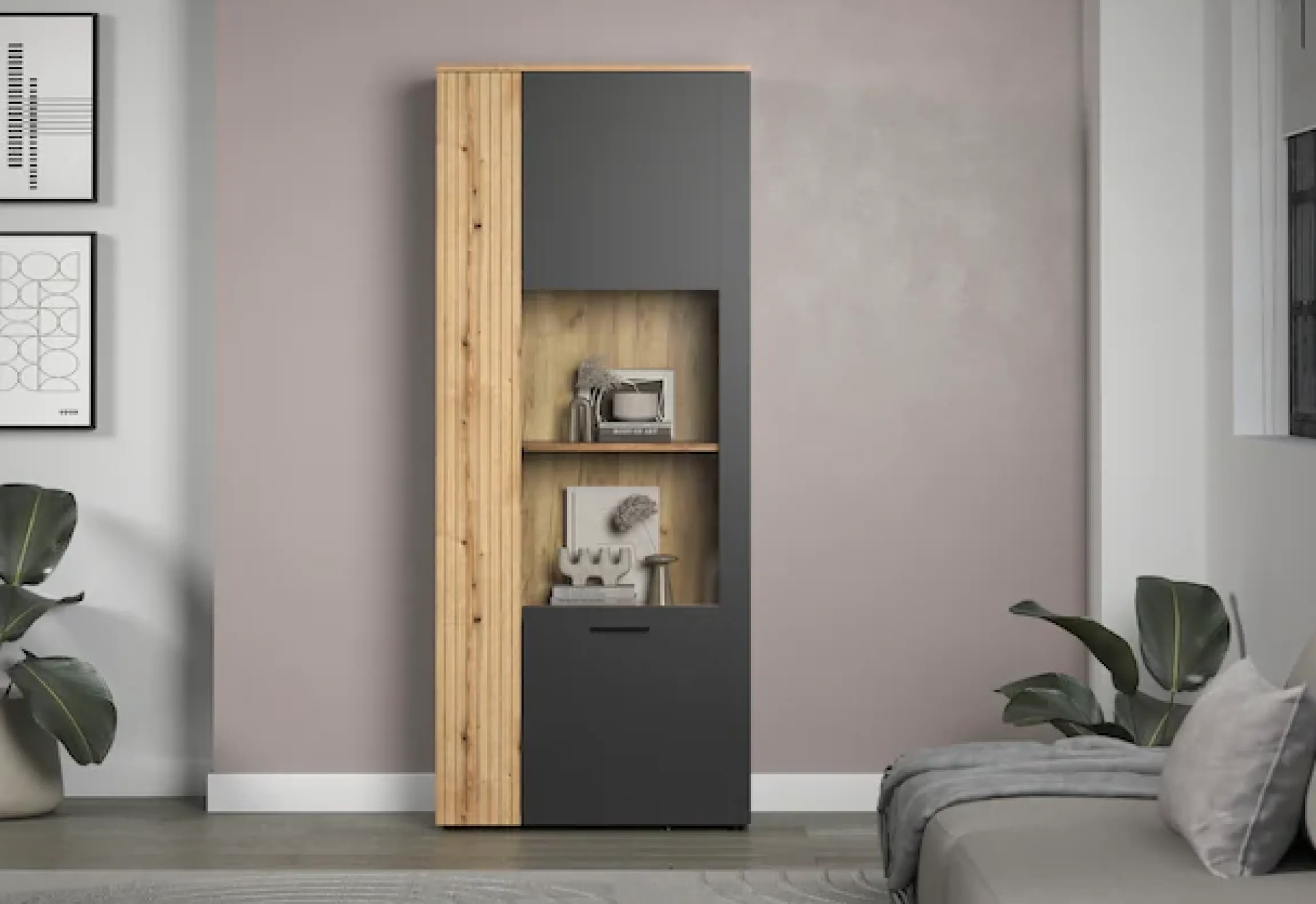 Home affaire Standvitrine »Estepona« 1 Stk. tlg. Standvitrine mit 2 Türen - (B/T/H) 80/42/195 cm