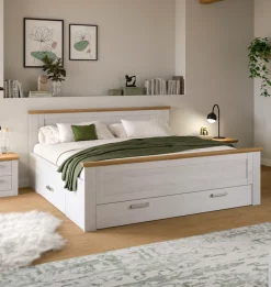 Home affaire Stauraumbett »COSENZA, Breite 189cm, im Landhausstil, 3 Schubkästen« für Matratzen 180x200 cm, viel Stauraum, ohne Matratzen und Lattenrost,Bett, Kastenbett, Bettgestell, Schlafzimmer, Schlafen