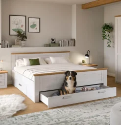 Home affaire Stauraumbett »COSENZA, Breite 189cm, im Landhausstil, 3 Schubkästen« für Matratzen 180x200 cm, viel Stauraum, ohne Matratzen und Lattenrost,Bett, Kastenbett, Bettgestell, Schlafzimmer, Schlafen